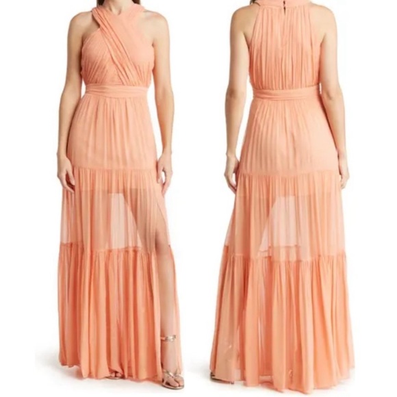 $698 Veronica Beard 4 100% Silk Florencia Sleeveless Silk Maxi Dress Coral Pink - Picture 2 of 2